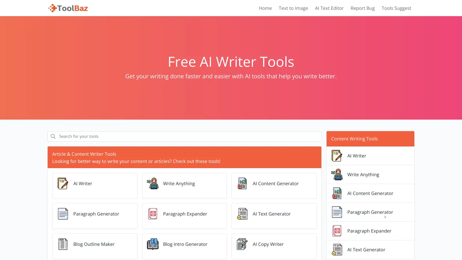 ToolBaz review 2026 — 75+ AI writing tools no login